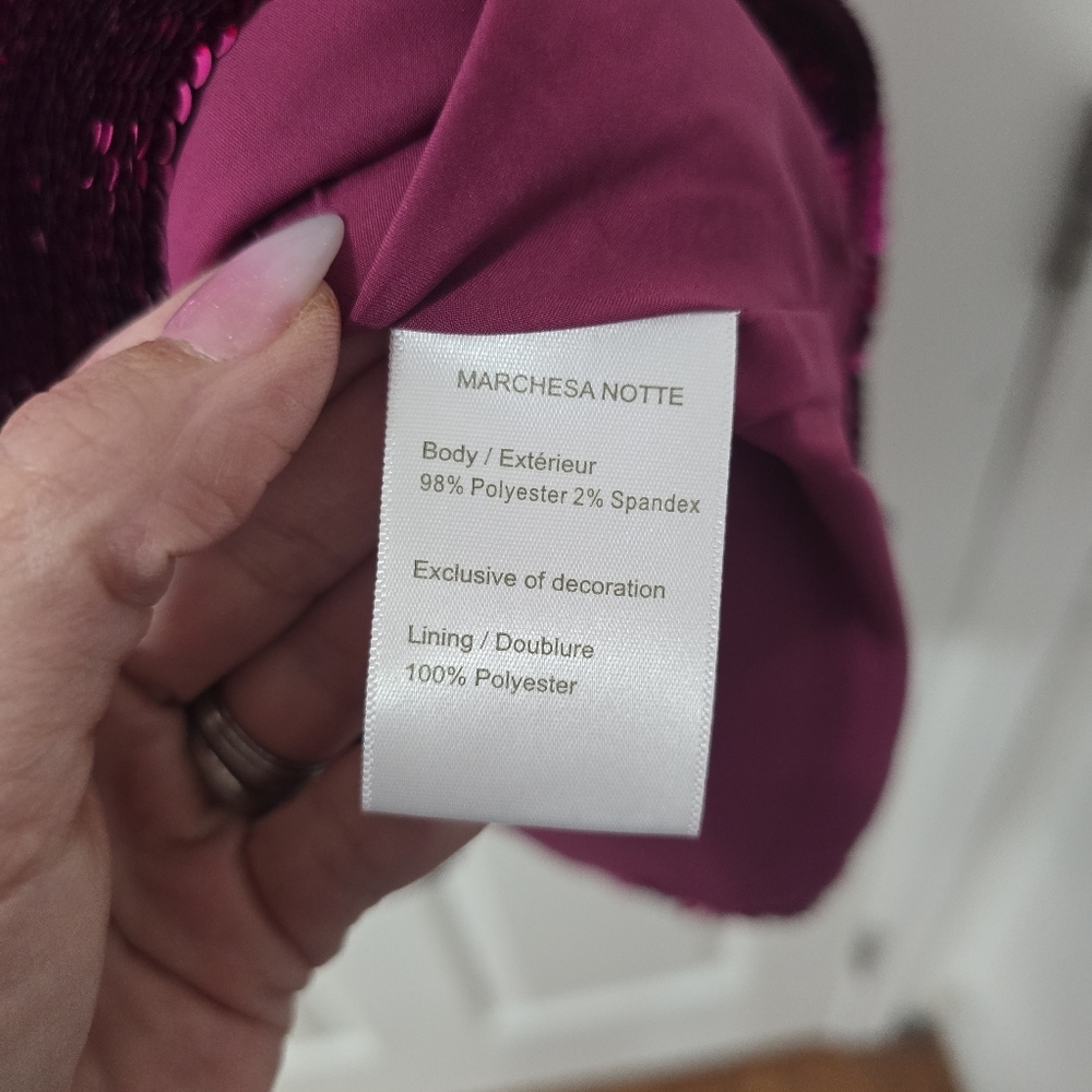 Marchesa Notte Pink Sequin One Shoulder Mini Dress New Size 2 - Picture 6 of 7